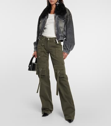 Faux fur-trimmed denim jacket | Blumarine