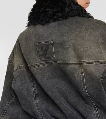 Faux fur-trimmed denim jacket | Blumarine