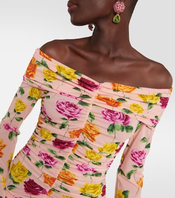 Miniabito con scollo bardot e stampa floreale | Magda Butrym