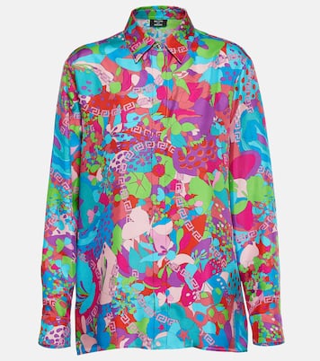 x Dua Lipa camisa de sarga de seda floral | Versace