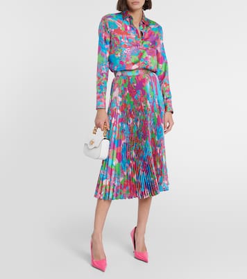 x Dua Lipa camisa de sarga de seda floral | Versace