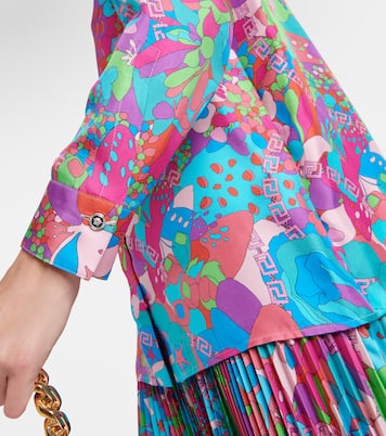 x Dua Lipa camisa de sarga de seda floral | Versace