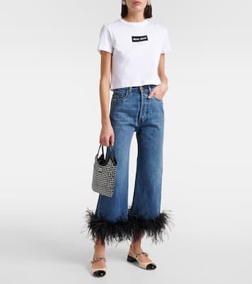 Pumps slingback in rafia con pelle | Miu Miu