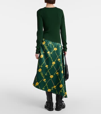 Abito midi in jersey e raso con stampa | Burberry