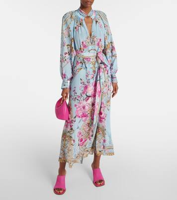 Verziertes Midikleid aus Crêpe | Camilla