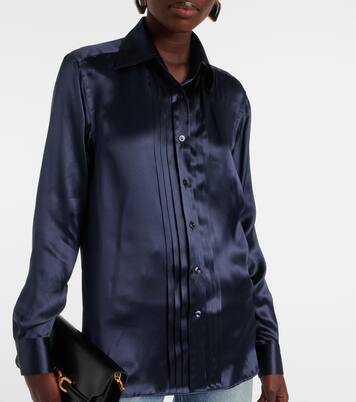 Camisa plisada de seda charmeuse | Tom Ford