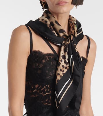 Foulard in seta con stampa leopardata | Dolce&Gabbana