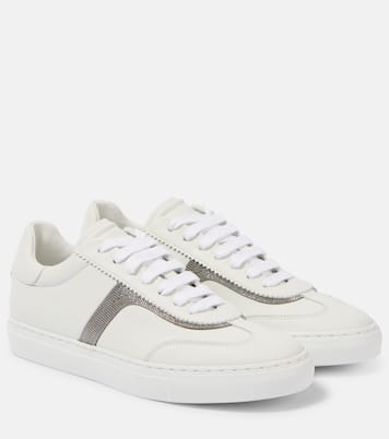 Sneakers in pelle con monili | Brunello Cucinelli