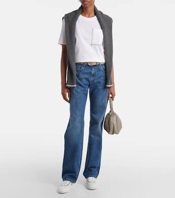 Sneakers in pelle con monili | Brunello Cucinelli