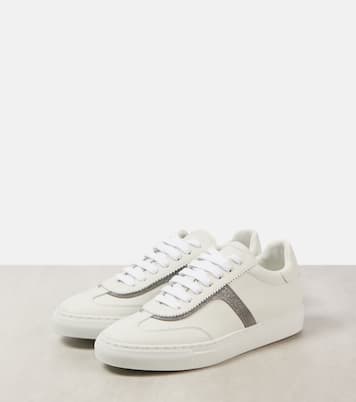 Sneakers in pelle con monili | Brunello Cucinelli