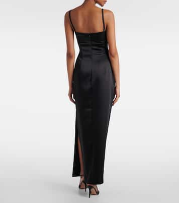 Robe Poppy Column aus Satin mit Spitze | SIR