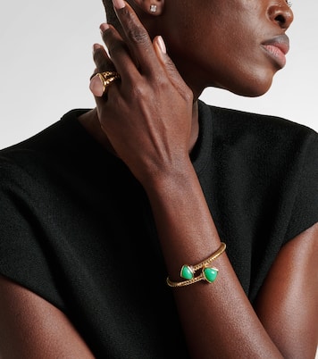 Trisolina Bypass 18kt gold cuff bracelet with diamonds and chrysoprase | Marina B