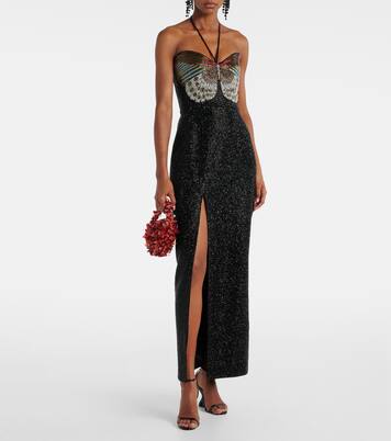 Mariposa embellished halterneck gown | Clio Peppiatt