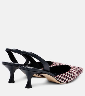Carolyne 50 houndstooth slingback pumps | Manolo Blahnik
