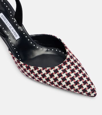 Carolyne 50 houndstooth slingback pumps | Manolo Blahnik