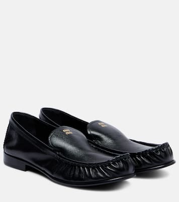 Mocassins en cuir à logo | Miu Miu