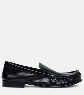 Mocassins en cuir à logo | Miu Miu