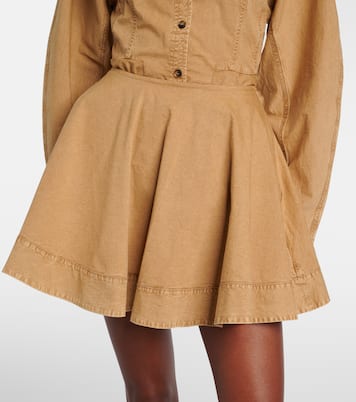 Flared cotton-blend miniskirt | Ganni