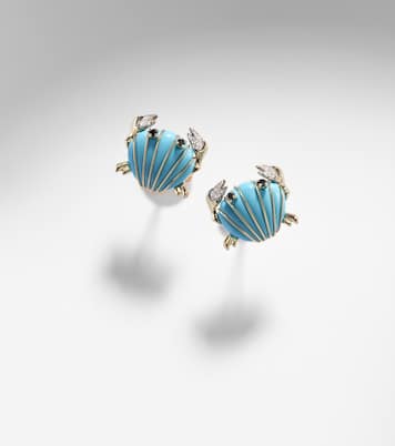 Crabe Coquillage 9kt gold earrings with gemstones | Yvonne Léon