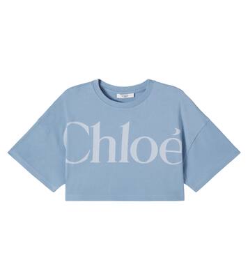 Logo cropped cotton jersey T-shirt | Chloé Kids