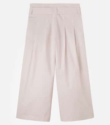Pleated belted cotton pants | Monnalisa