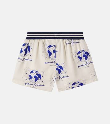 Society printed wide-leg pants | Mini Rodini