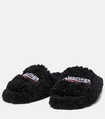 Furry faux shearling slides | Balenciaga