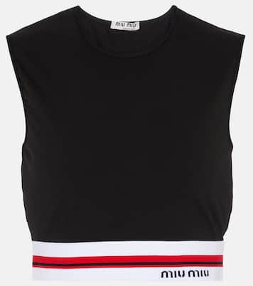 Striped logo crop top | Miu Miu