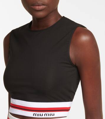 Striped logo crop top | Miu Miu