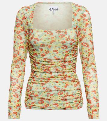 Top in mesh con stampa floreale | Ganni