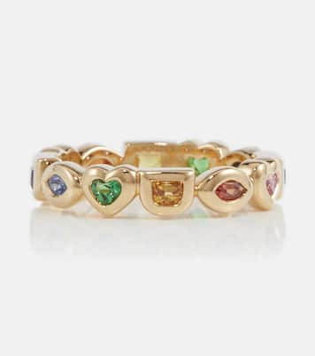 Eye Love You Mini 18kt gold ring with sapphires and tsavorites | Robinson Pelham