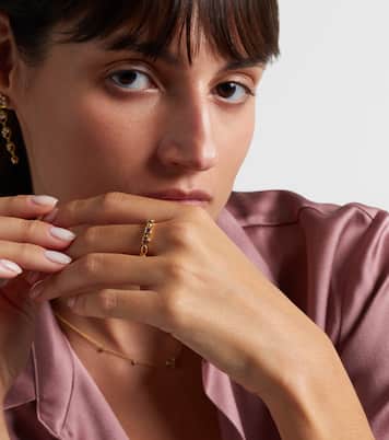 Eye Love You Mini 18kt gold ring with sapphires and tsavorites | Robinson Pelham