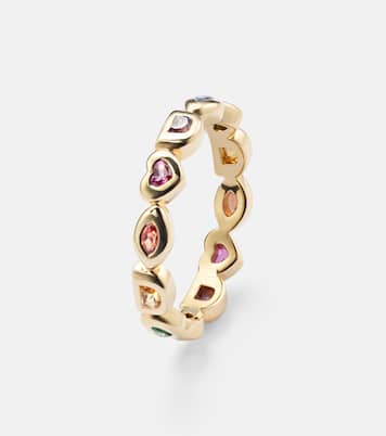 Eye Love You Mini 18kt gold ring with sapphires and tsavorites | Robinson Pelham