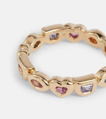 Eye Love You Mini 18kt gold ring with sapphires and tsavorites | Robinson Pelham