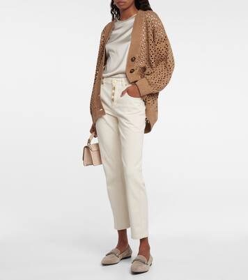 Cardigan in crochet di misto cotone | Brunello Cucinelli