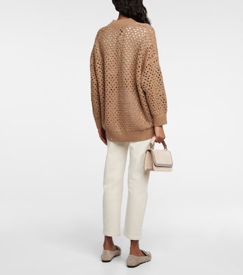 Cardigan in crochet di misto cotone | Brunello Cucinelli