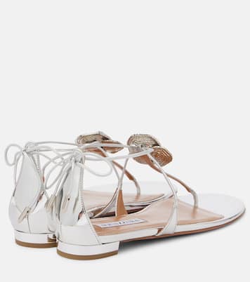 Sandali Crystal Orchid in pelle metallizzata | Aquazzura
