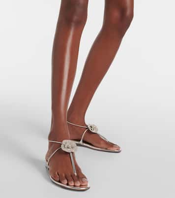 Sandali Crystal Orchid in pelle metallizzata | Aquazzura