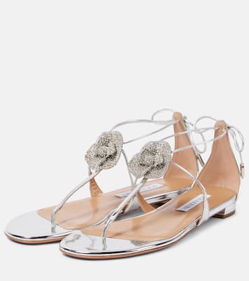 Sandali Crystal Orchid in pelle metallizzata | Aquazzura