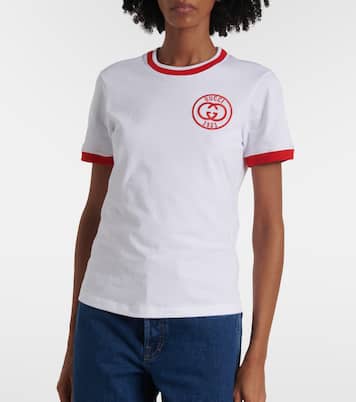 Camiseta de jersey de algodón bordada | Gucci