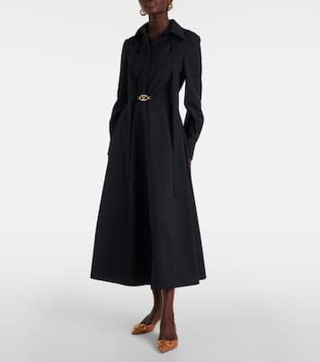 Robe midi en laine mélangée à logo | Valentino