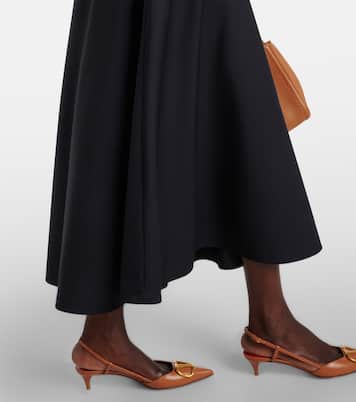 Robe midi en laine mélangée à logo | Valentino