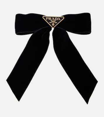 Fermacapelli in velluto con logo | Prada