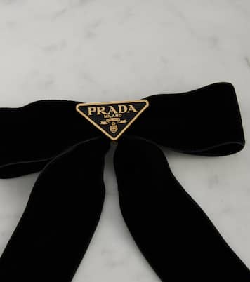 Fermacapelli in velluto con logo | Prada