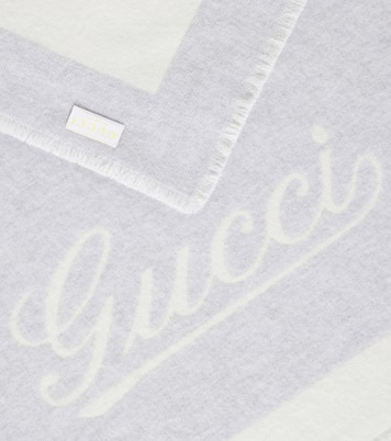 Baby Gucci Script jacquard cashmere blanket | Gucci Kids