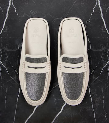 Mules in suede con monili | Brunello Cucinelli
