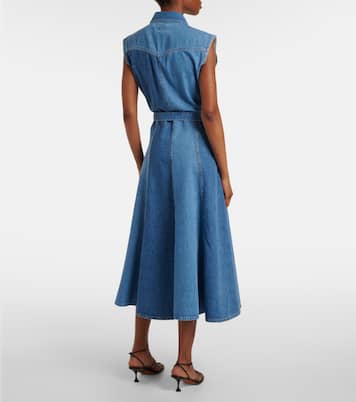 Belted paneled denim midi dress | AG Jeans