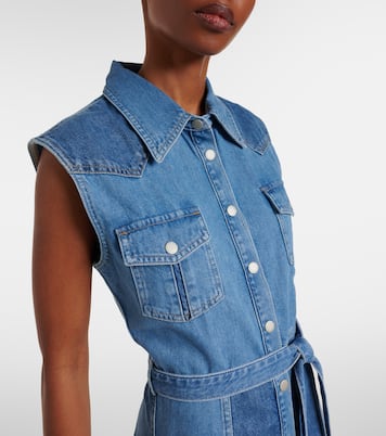 Belted paneled denim midi dress | AG Jeans