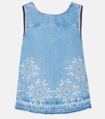 Top en denim con bordado inglés | Ganni
