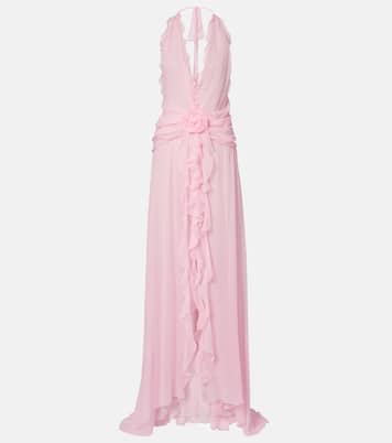 Ruffled silk georgette maxi dress | Blumarine